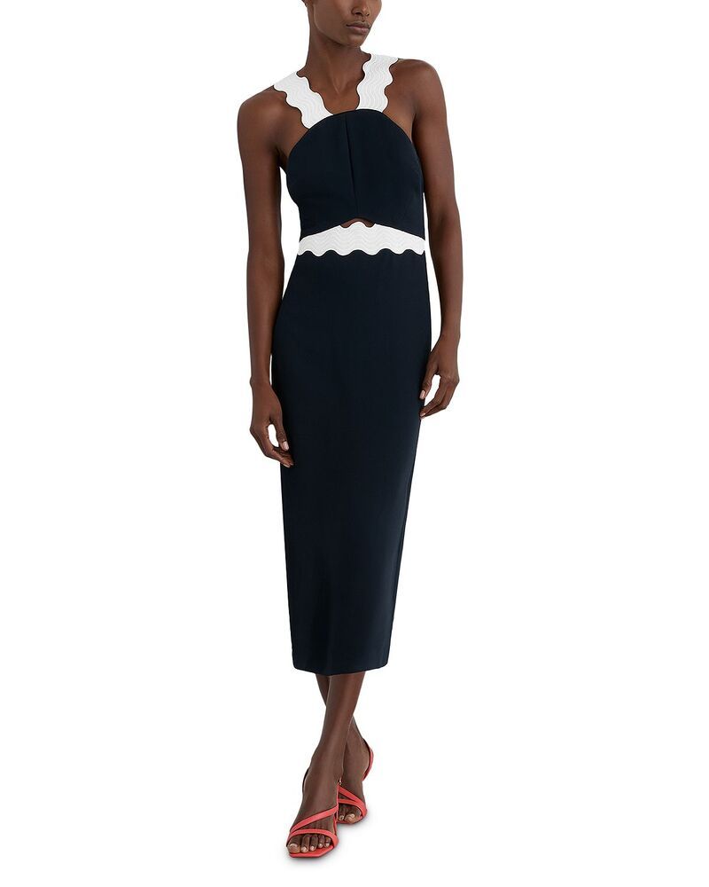 レイス レディース トップス ワンピース ミディ コントラスト REISS Dillon Contrast Bodycon Midi Dress NavyIvory アイボリー