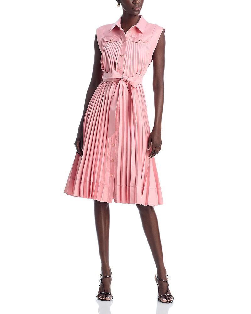 ミリー レディース トップス ワンピース プリーツ ミディ MILLY Johanna Pleated Twill Midi Dress Blush ブラッシュ