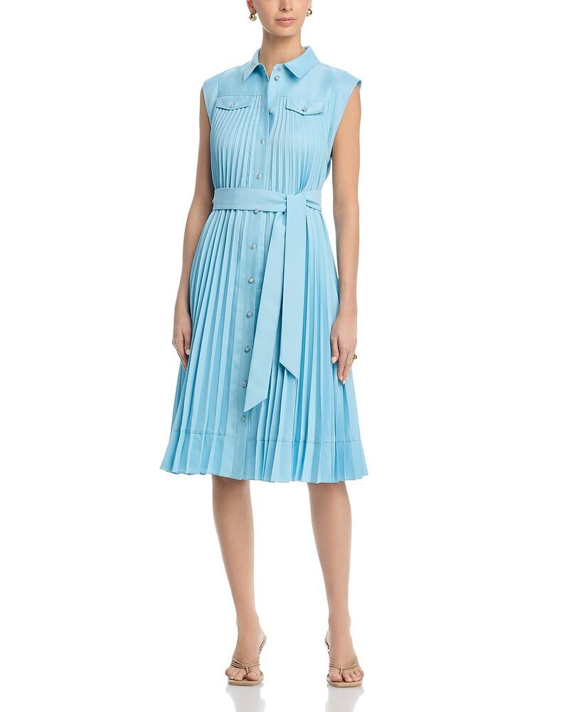 ミリー レディース トップス ワンピース プリーツ ミディ MILLY Johanna Pleated Twill Midi Dress Mineral Blue ブルー