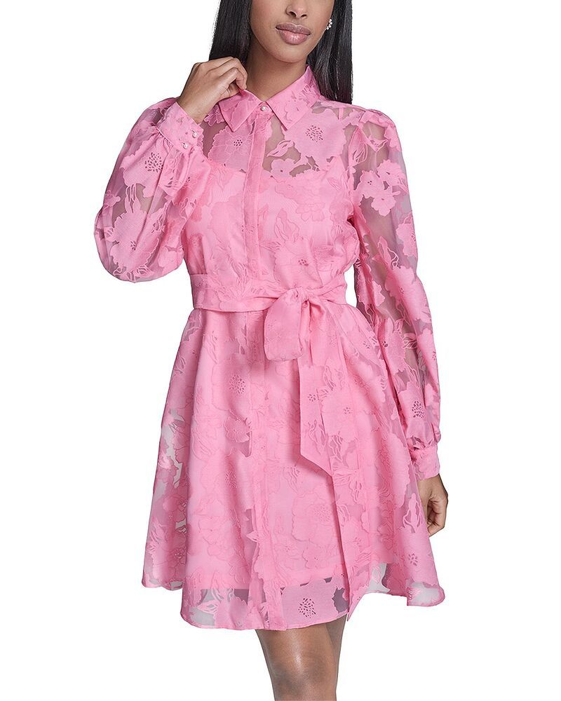 カール ラガーフェルド レディース トップス シャツ フラワー柄 フラワー KARLAGERFELD PARIS Floral Organza Shirt Dress Pink Sherbert ピンク