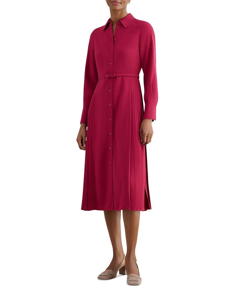 ホッブスロンドン レディース トップス シャツ プリーツスカート プリーツ スカート HOBBS LONDON Ginny Pleated Skirt Shirt Dress Beetroot Pink ピンク