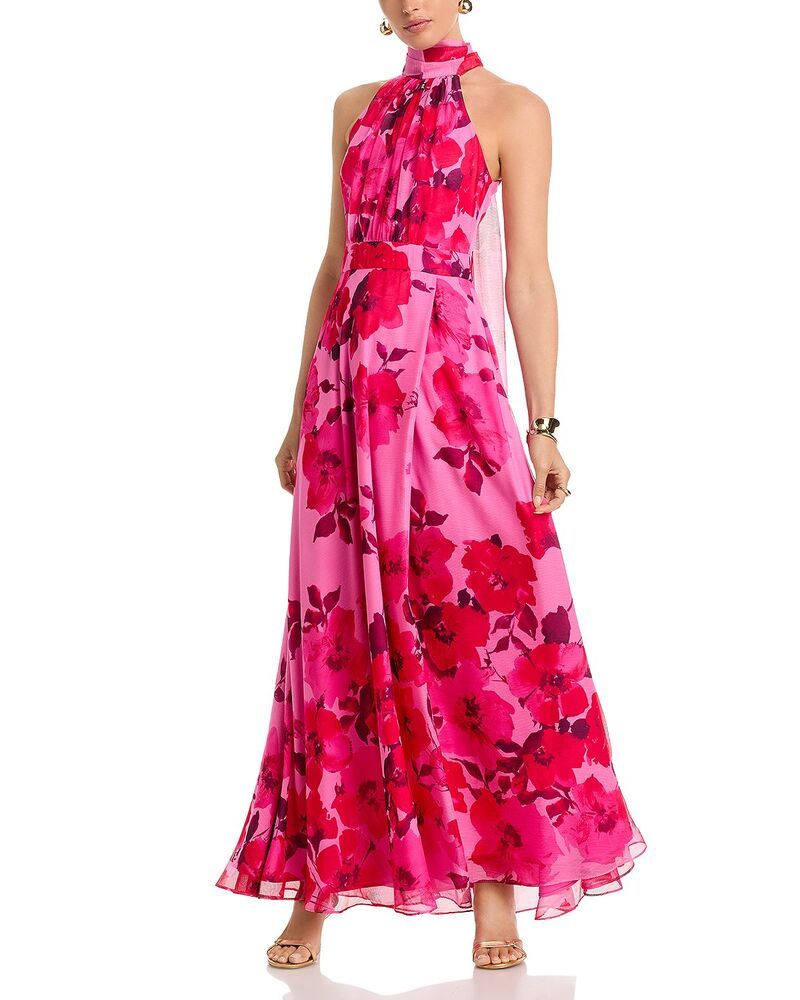 アクア レディース トップス ワンピース フラワー柄 マキシ フラワー ホルター AQUA Floral Halter Neck Maxi Dress Exclusive RedPink レッド