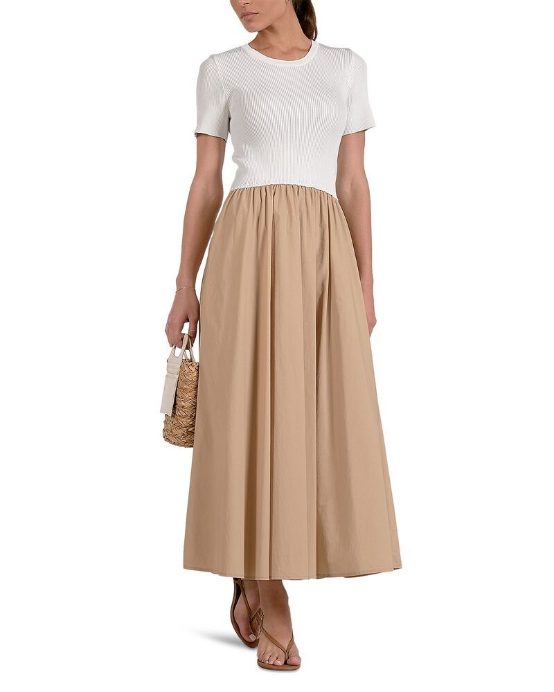 エラン レディース トップス ワンピース Elan Mixed Media Dress WhiteTan ホワイト