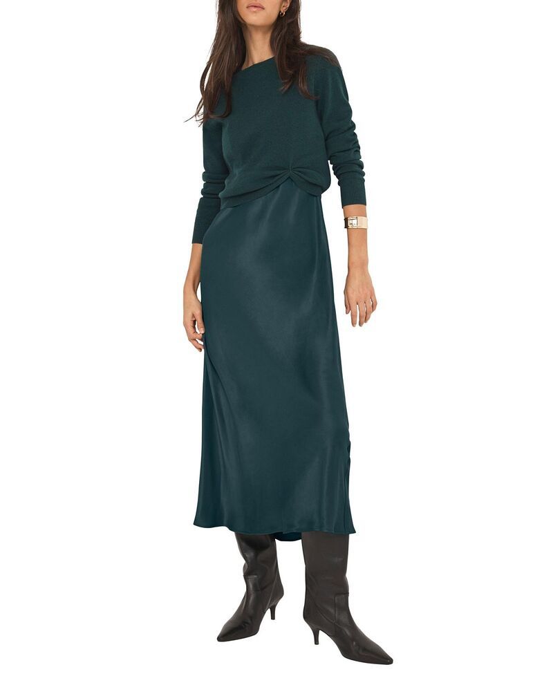 ミルトンベルベット レディース トップス ワンピース ミディ サテン Mint Velvet Womens Layered Satin Midi Dress Green グリーン