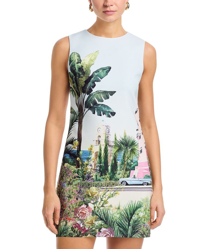 アリスアンドオリビア レディース トップス ワンピース ミニ Alice and Olivia Clyde Mini Shift Dress Exclusive Palms in Paradise