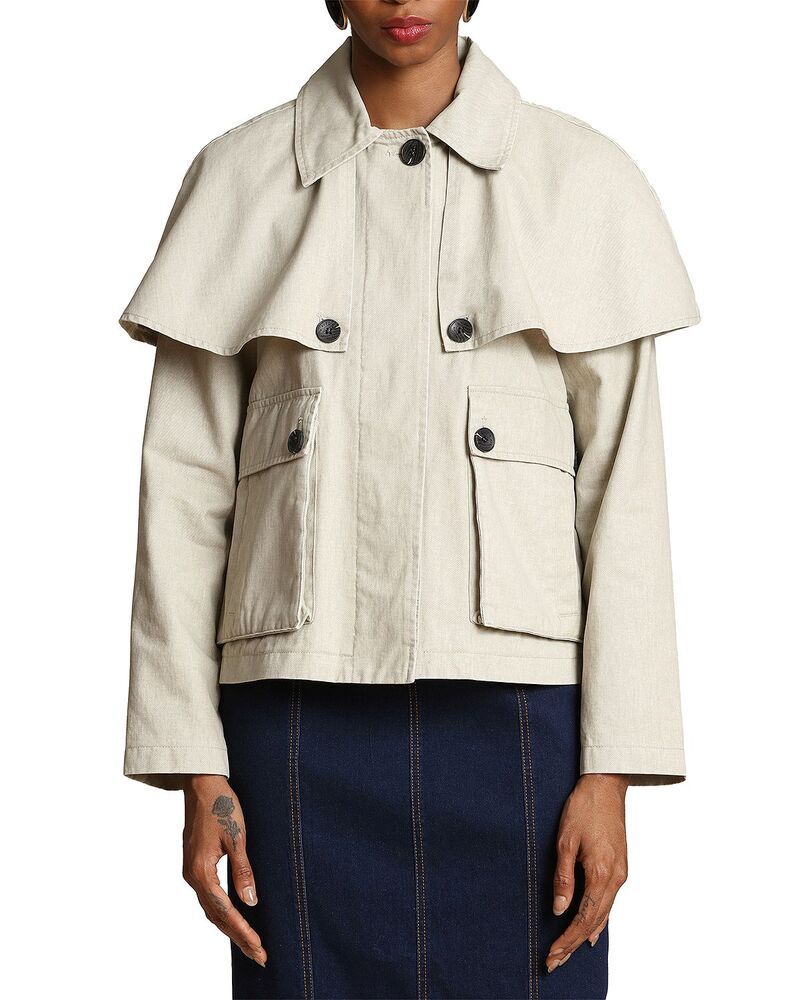 アヴェックレフィーユ レディース アウター ジャケット・ブルゾン ケープデザイン コットン キャップ ケープ Avec Les Filles Cotton Cape Jacket Limestone