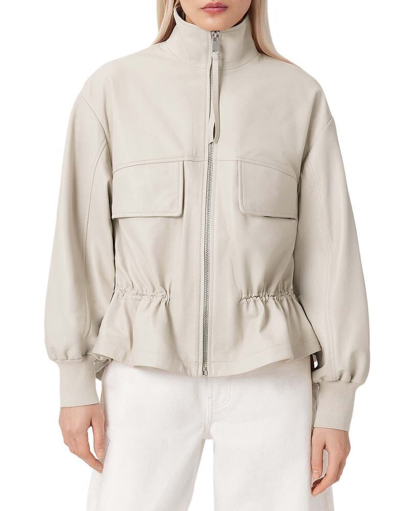 オールセインツ レディース アウター ジャケット・ブルゾン レザー ALLSAINTS Flor Leather Jacket Off White オフホワイト