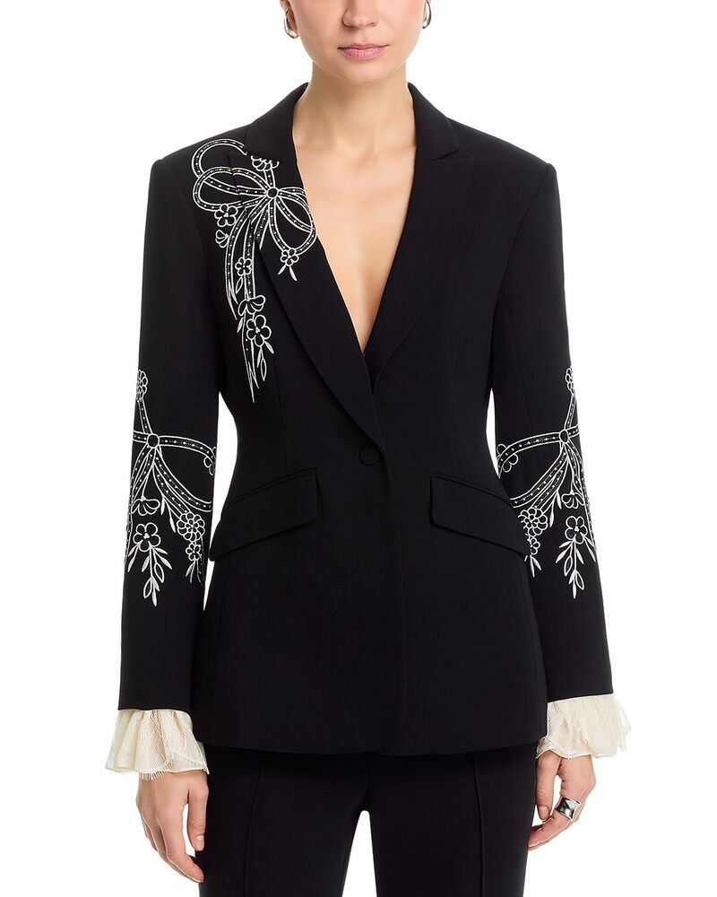 サンク セプト レディース アウター ジャケット・ブルゾン ブレザー Cinq Sept Cascading Ribbon Cheyenne Blazer Blackivory アイボリー