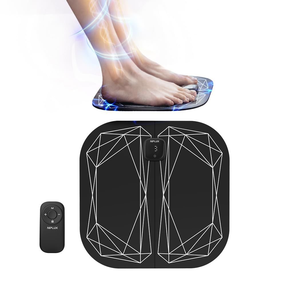 NIPLUX LEG FIT 【新登場】【博士監修 EMS強化 通電率150％UP】足裏 EMS フットマット 足ツボ足裏ケア ５種類モード19段階強 メモリー機能の電気foot fit コンパクト リモコン操作 充電式 足の疲れを取るグッズ 73b96ad4