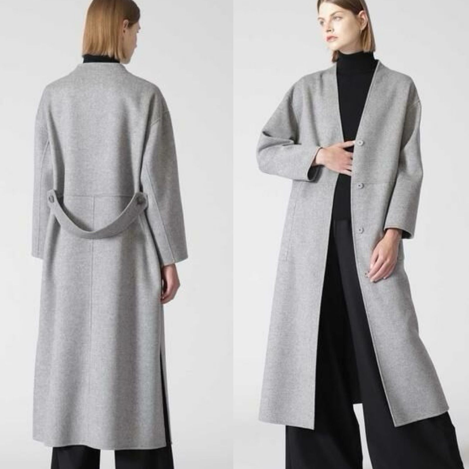 極美品 ADORE 高級素材ヤクミックスリバーコート 着丈123センチ グレー 27,950円