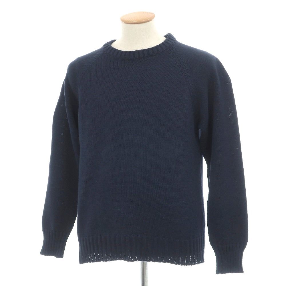 【中古】ガンジーウーレンズ GUERNSEY WOOLLENS コットン クルーネック プルオーバーニット ネイビー【サイズ36】【メンズ】
