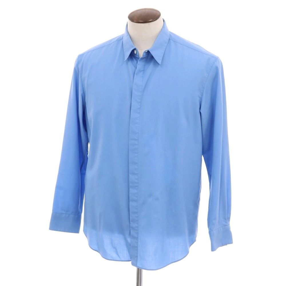 【中古】オーバーコート OVERCOAT ウール レギュラーカラー カジュアルシャツ ライトブルー【サイズ表記なし（XL位）】【メンズ】