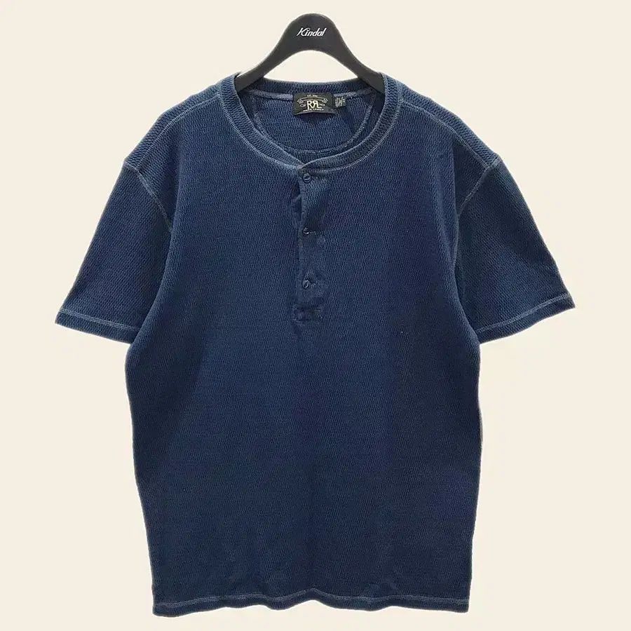 RRL(ダブルアールエル) Indigo ヘンリーネック 半袖 L