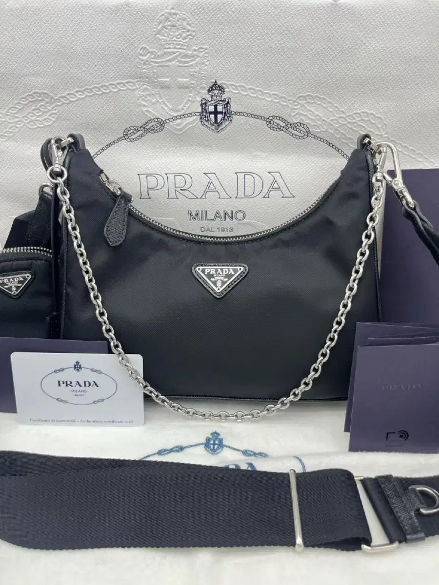 百貨店購入 PRADA リーエディション 2005 リナイロン マルチ ホーボー ショルダーバッグ (内装チップ付き)