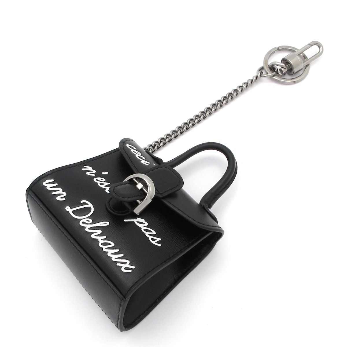 DELVAUX(デルボー) キーホルダー(チャーム)美品 ブリヨン DLAE0429AAM099ZPV 黒×白 バッグモチーフ