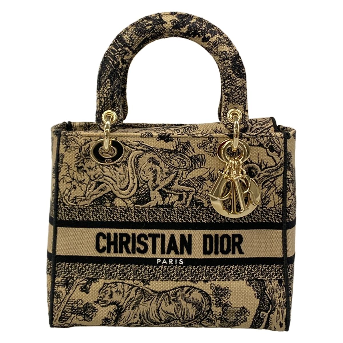 DIOR/ChristianDior(ディオール/クリスチャンディオール) ハンドバッグ レディディーライト ミディアム バッグ ベージュ×黒