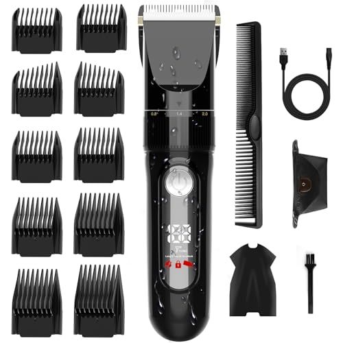 バリカン【2025新登場 USB充電式】ヘアカッター メンズ 電動ばりかん 散髪用 自動研磨 プロ仕様 0.8-26mm対応 LEDディスプレイ 2段階モード 全身防水 家庭用 業務用 子供用 セルフカット 低騒音 水洗い可 リミットコーム dc90f459