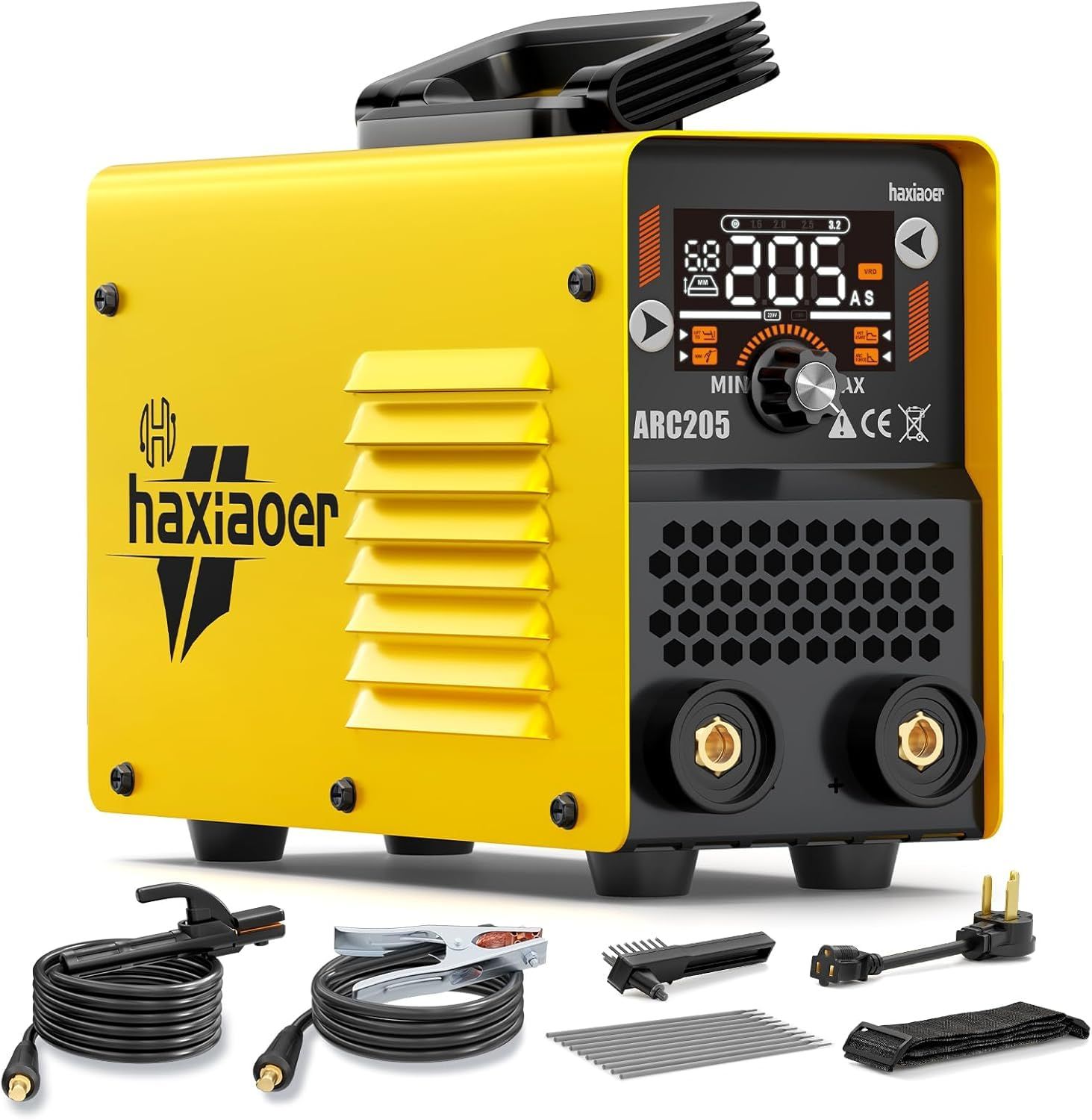 haxiaoer アーク溶接機 最大出力205A 100V 200V兼用溶接機 MMA・Lift TIG アーク溶接機 1台2役電気溶接機 ホットスタート IGBTインバーター電流調整 LED液晶表示 小型 軽量 家庭用溶接機 日本語取扱書 bc0410ee
