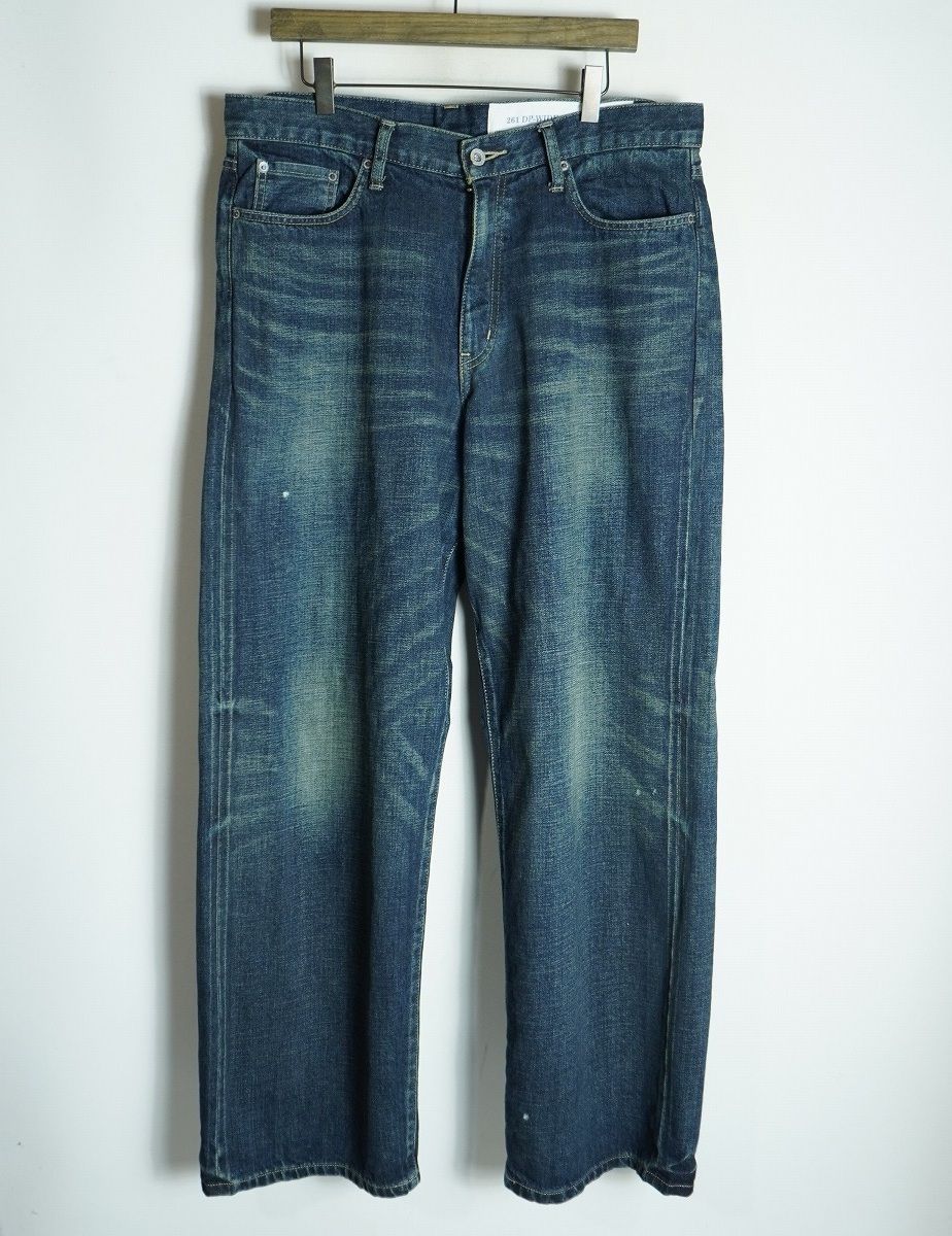 美品26SS NEIGHBORHOOD ネイバーフッド WASHED DENIM DP WIDE PANTS 261XBNH-PTM04 加工 デニム パンツ ジーンズ サイズL 紺2726Q♪