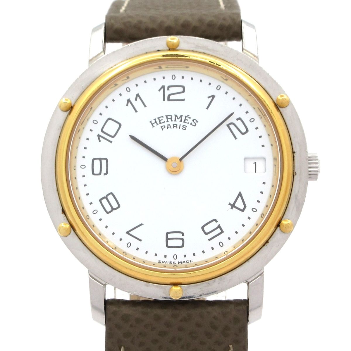 HERMES(エルメス) 腕時計 クリッパー CL4.220 レディース 社外ベルト 白