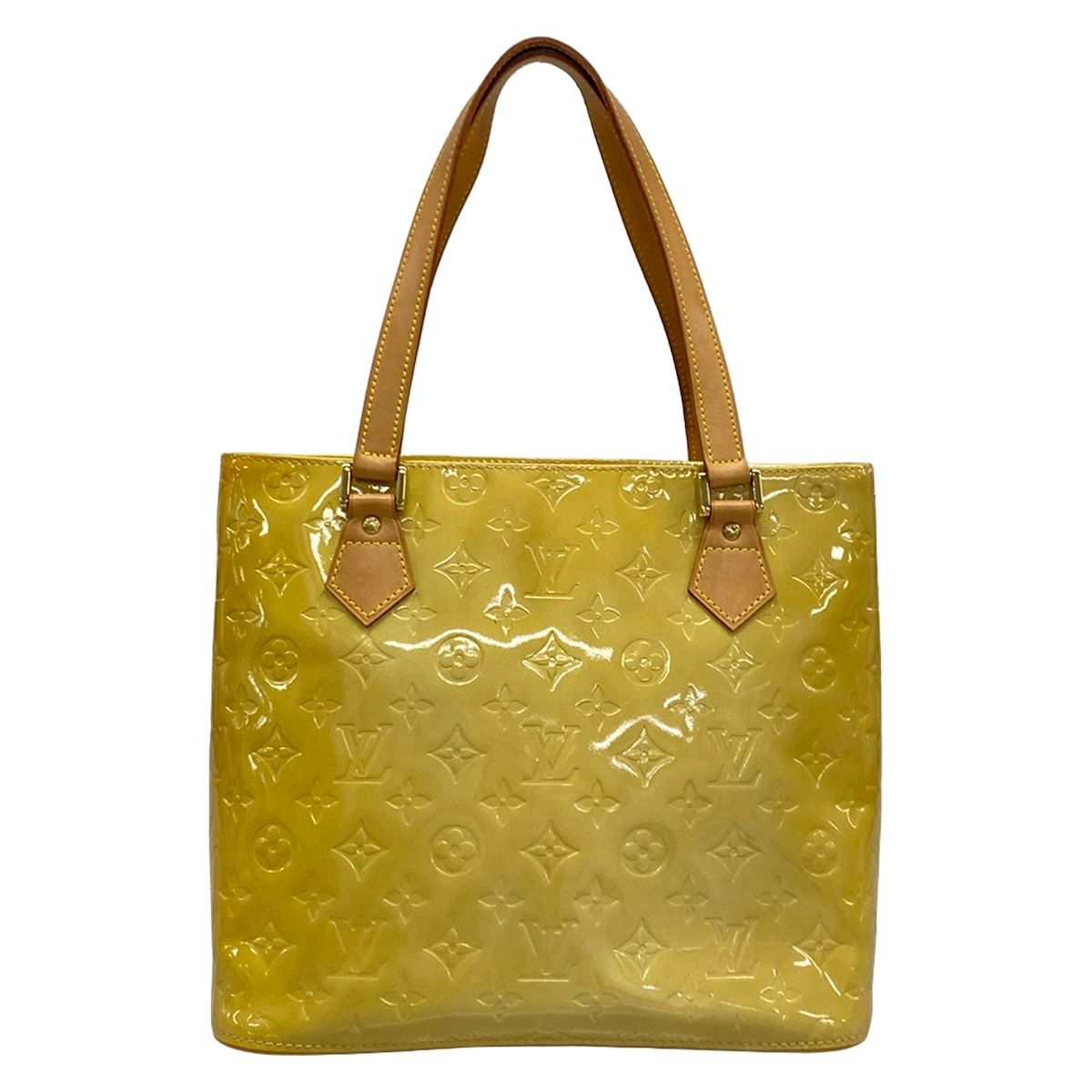 LOUIS VUITTON(ルイヴィトン) トートバッグ モノグラムヴェルニ ヒューストン M91055 ライムイエロー レザー