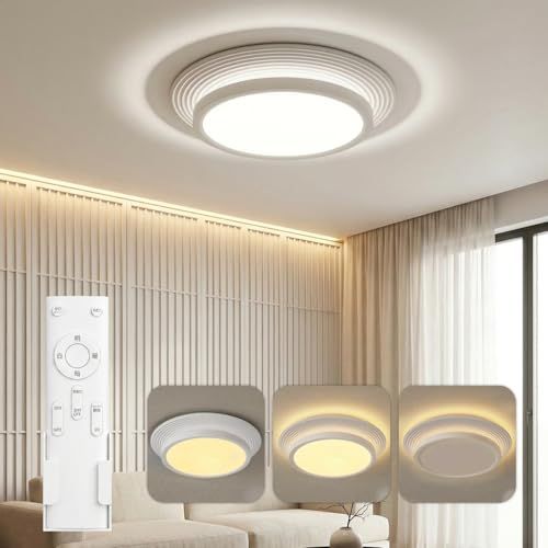 【ｈｉｄｅｍａｓａ】シーリングライト LED 調光調色 リモコン付き 薄型 天井照明 間接光搭載 おしゃれ 省エネ リビング 寝室 子供部屋 和室 洋室 インテリア照明 6~8畳 (ホワイト, Φ37xH5.9cm 30W) 国内発送 823ec7f8