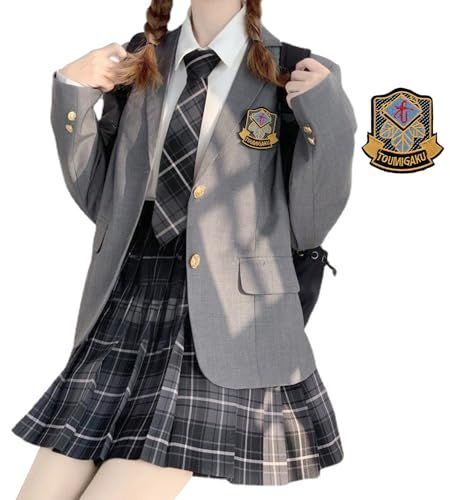 [JIURUN] 制服 セット レギュラーブレザー 衣装 軍服 森ガール ロリータ プリーツ スカート ブラウス 女装 服 ゴシック ドレス 女装 服 クリスマス ハロウィン 大きいサイズ かわいい (eセット, L) shu e300e407