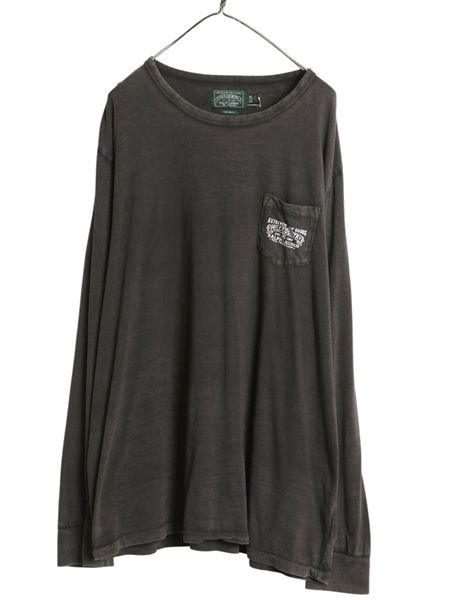 ポロカントリー ラルフローレン ポケット付き 両面プリント 長袖 Tシャツ メンズ XXL / 復刻 ポロ ロンT カットソー ポケT 大きいサイズ 黒