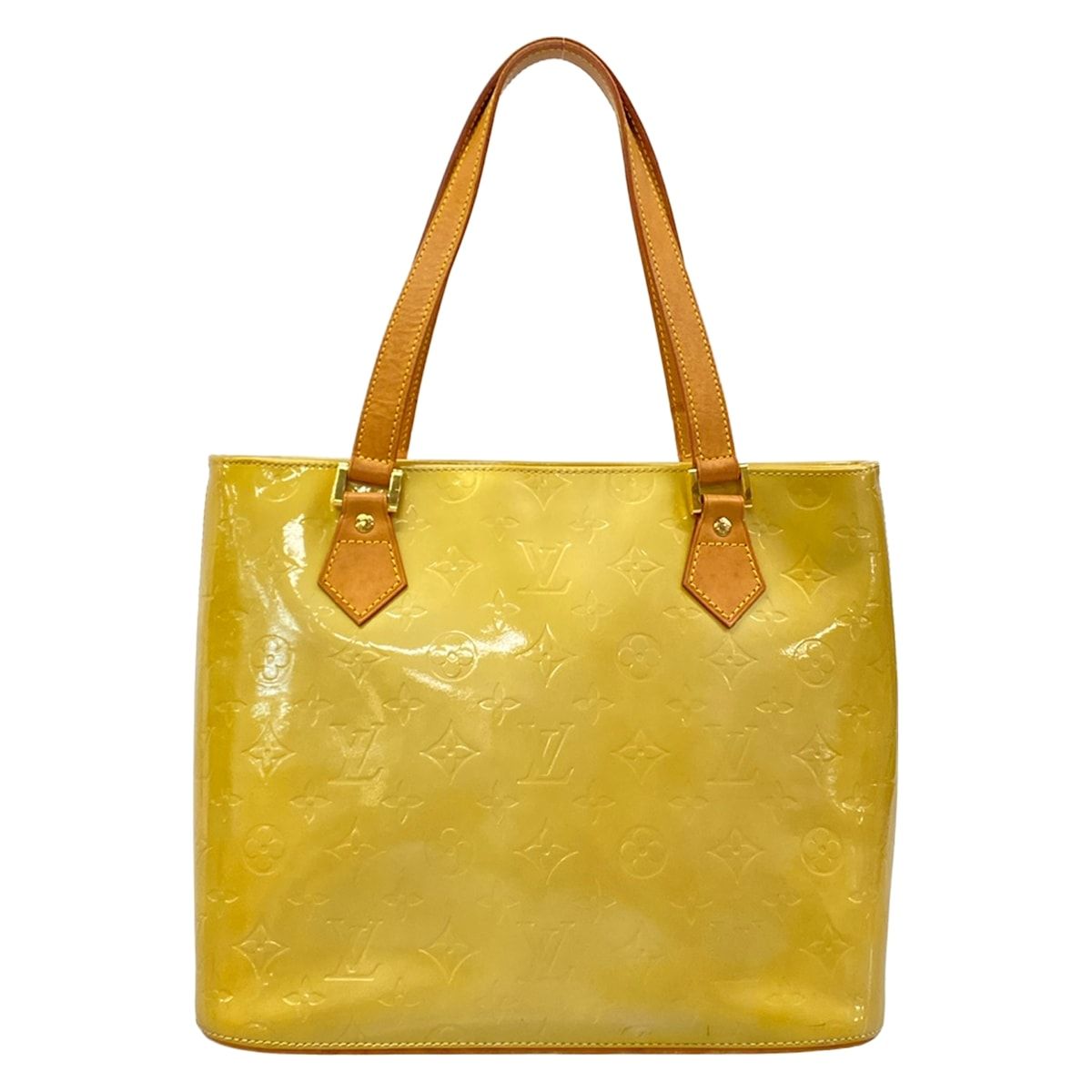 LOUIS VUITTON(ルイヴィトン) トートバッグ モノグラムヴェルニ ヒューストン M91055 ライムイエロー レザー