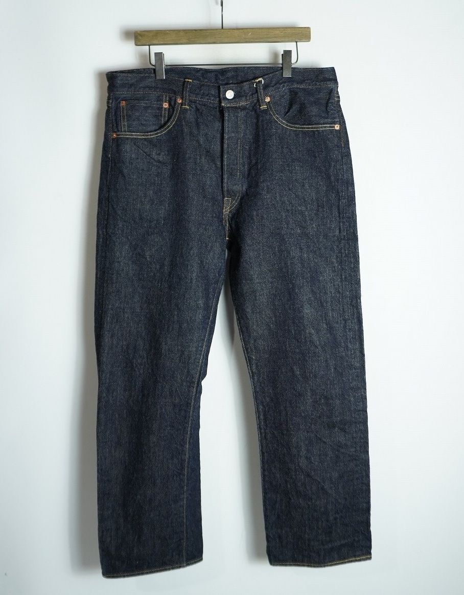 美品 WAREHOUSE ウェアハウス 1001XX 大戦モデル 1947 デニム パンツ ジーンズ 黒パッチ モデル W34 L32 インディゴ紺 2539Q♪