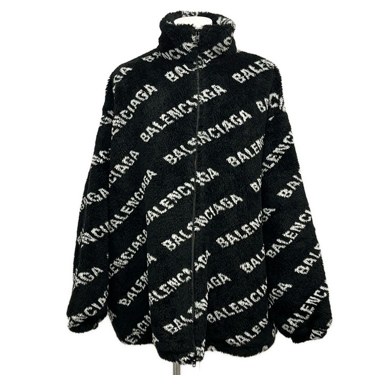 BALENCIAGA(バレンシアガ) ブルゾン サイズ34 ユニセックス - 595049 黒×白 長袖/ボア/秋/冬