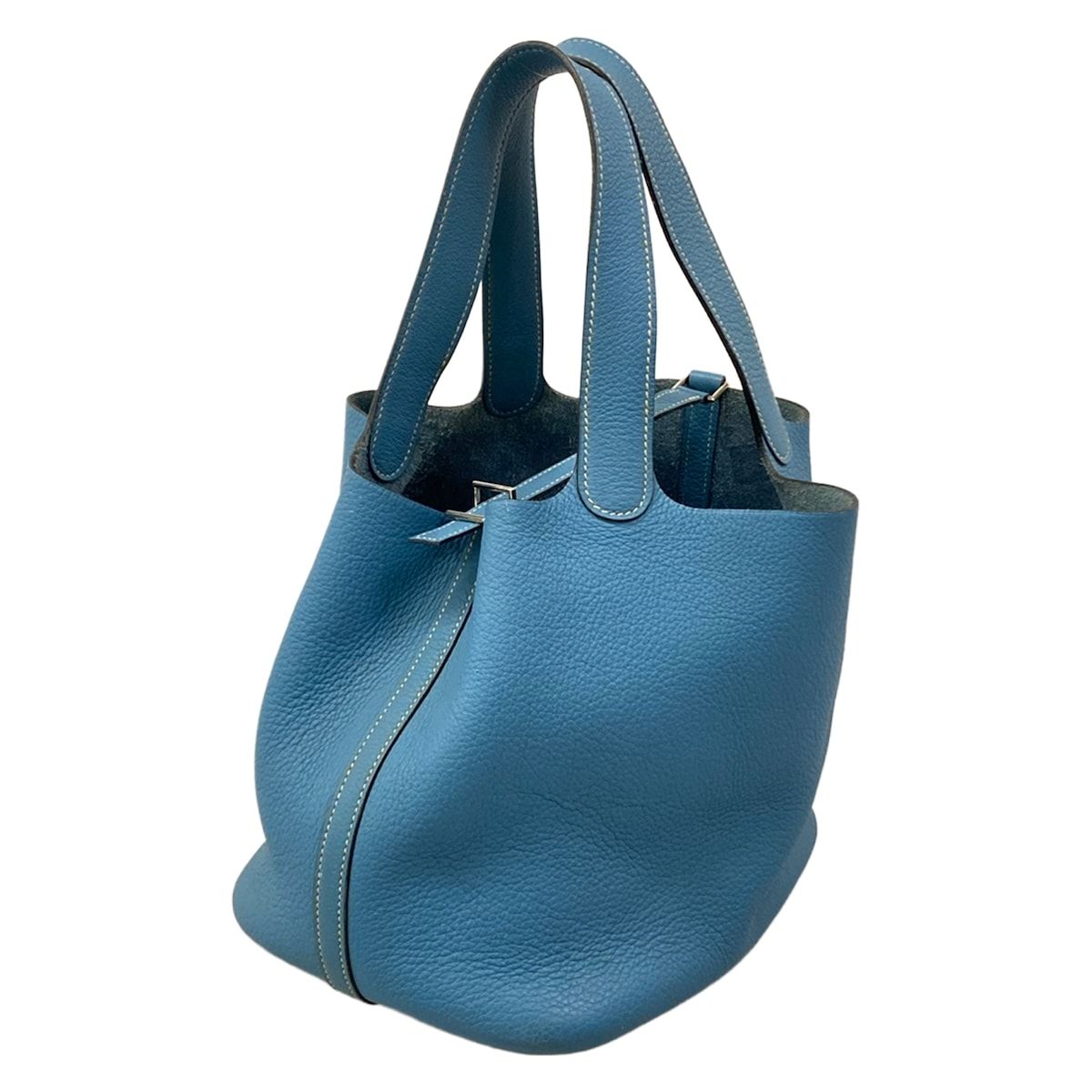 HERMES(エルメス) ハンドバッグ ピコタンPM ブルージーン シルバー金具