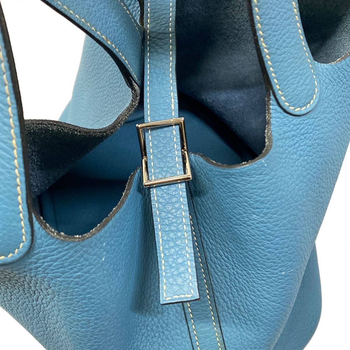 HERMES(エルメス) ハンドバッグ ピコタンPM ブルージーン シルバー金具