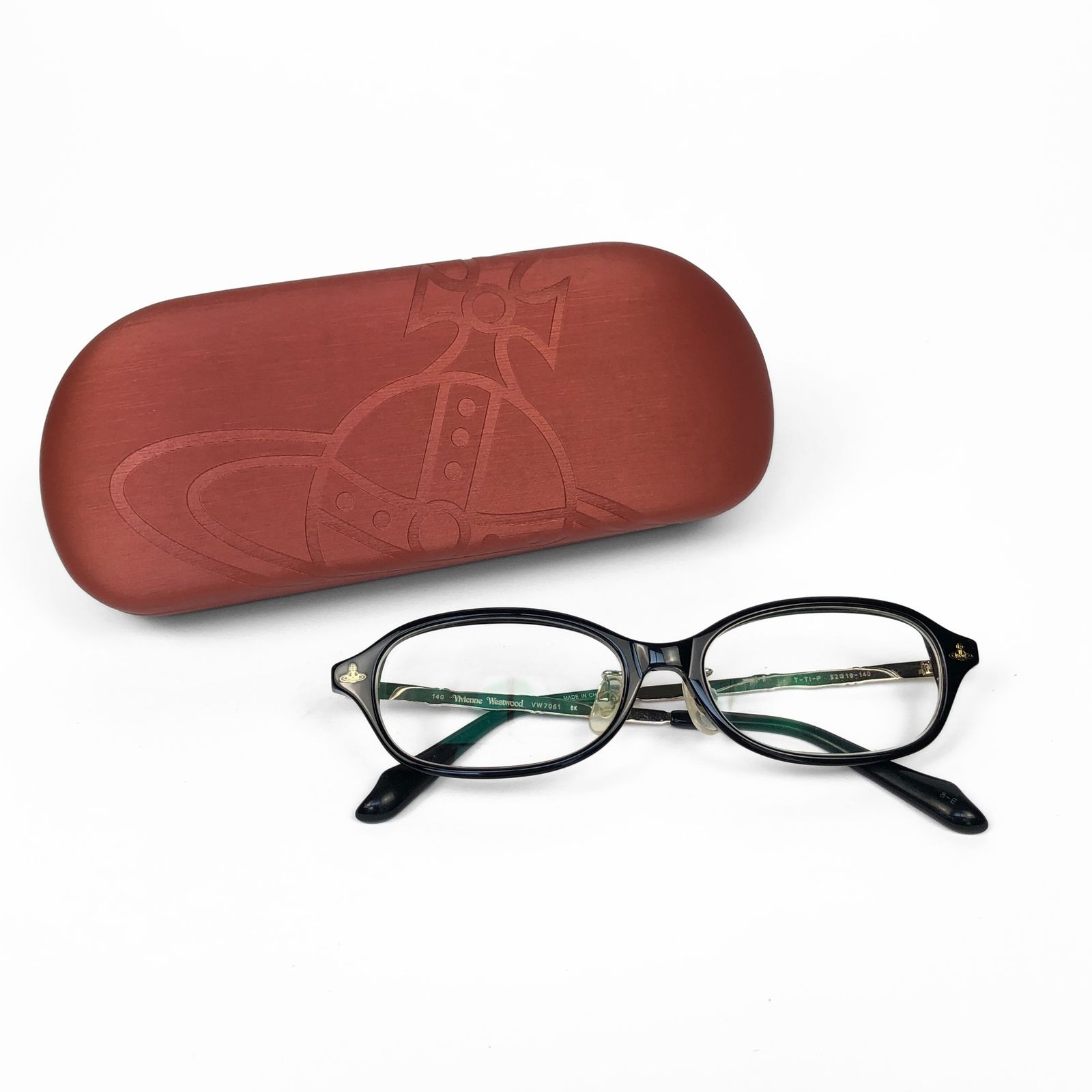 VIVIENNE　WESTWOOD　T-TI-P　メガネ　サイズ52□16-140　TEMPLE　LOGO　FRAME　GLASSES　BLACK　ケース付　度入り