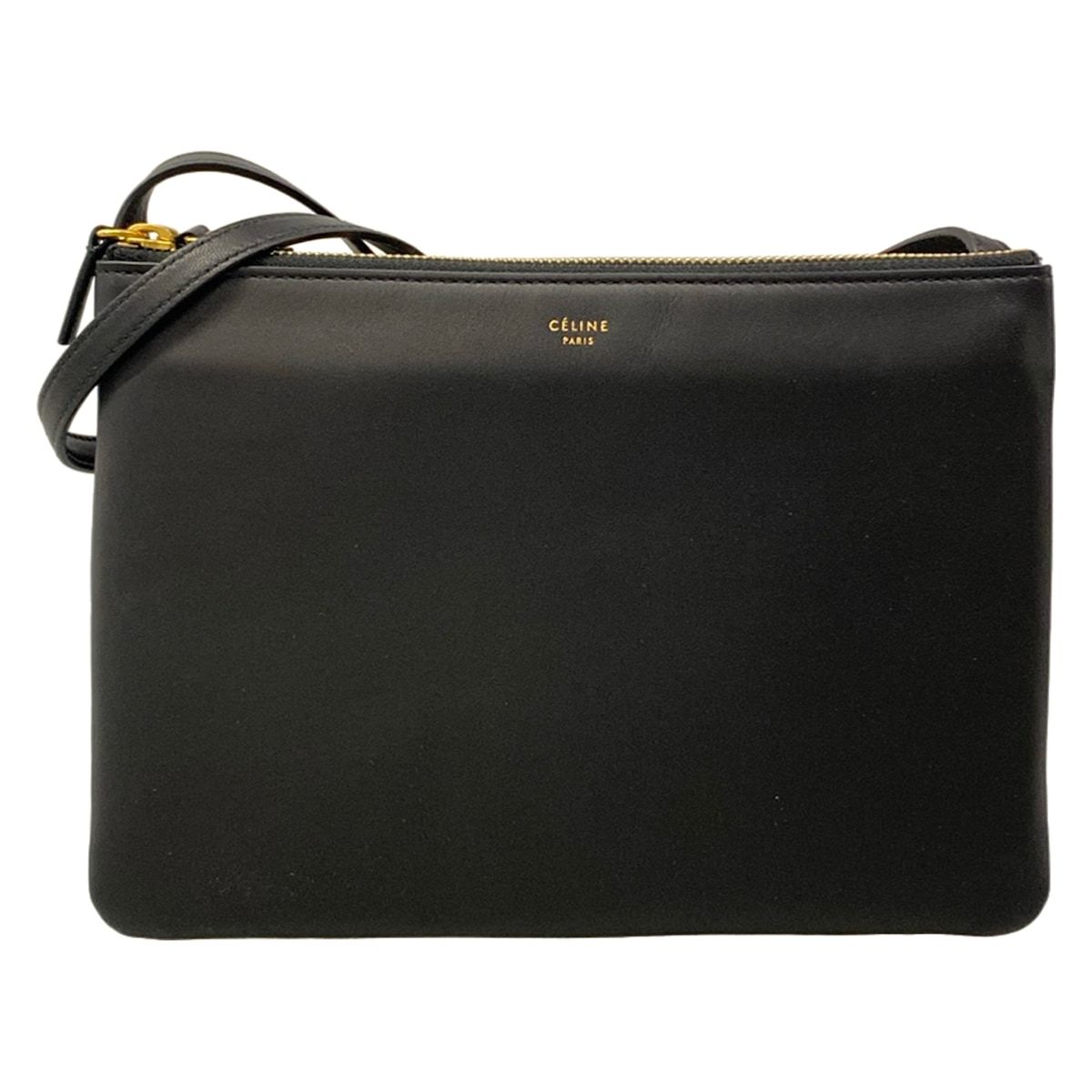 CELINE(セリーヌ) ショルダーバッグ美品 トリオラージ 黒 レザー