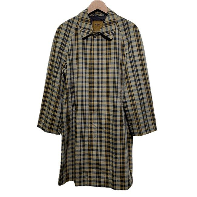【中古】　Kent　VAN　ステンカラーコート　ロングコート　コート　アウター　チェック　フロントボタン　サイドポケット　古着　/0136