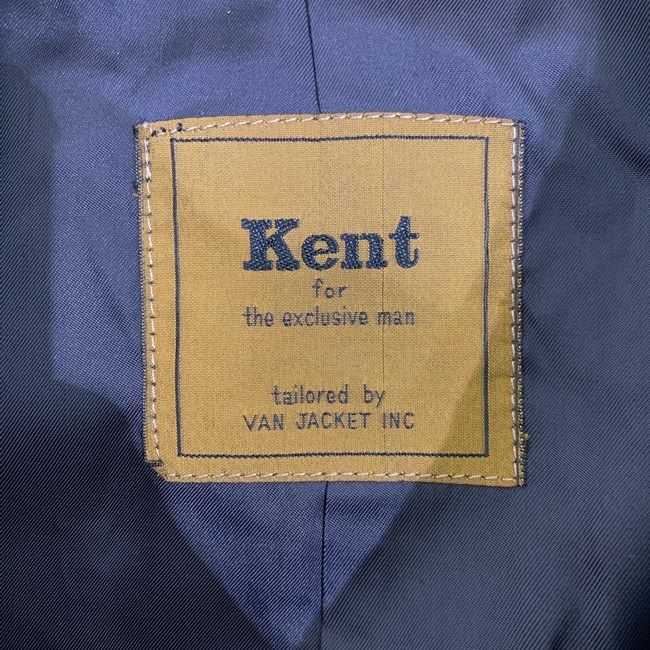 【中古】　Kent　VAN　ステンカラーコート　ロングコート　コート　アウター　チェック　フロントボタン　サイドポケット　古着　/0136