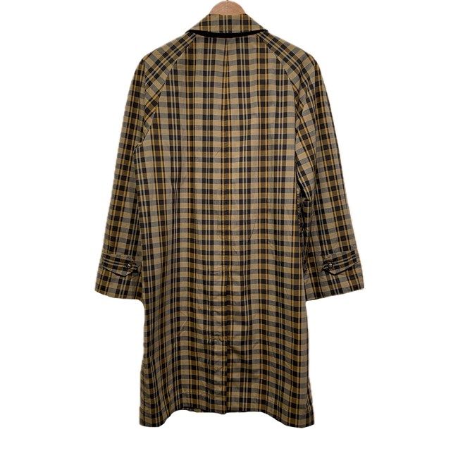 【中古】　Kent　VAN　ステンカラーコート　ロングコート　コート　アウター　チェック　フロントボタン　サイドポケット　古着　/0136