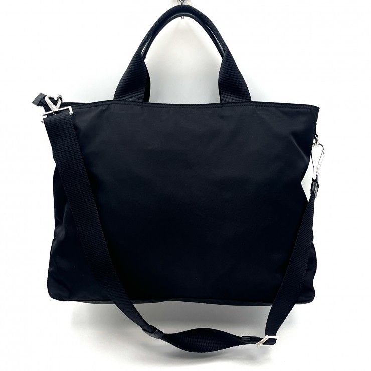 PRADA（プラダ） テスート ナイロン 2WAYトートバッグ ショルダーバッグ ブラック シルバー金具 レディース メンズ 【中古】