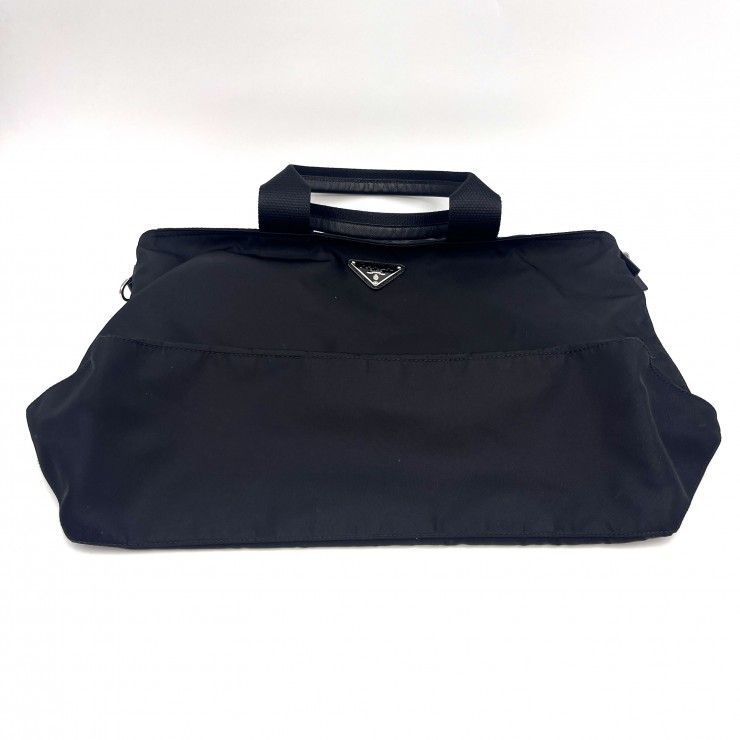 PRADA（プラダ） テスート ナイロン 2WAYトートバッグ ショルダーバッグ ブラック シルバー金具 レディース メンズ 【中古】