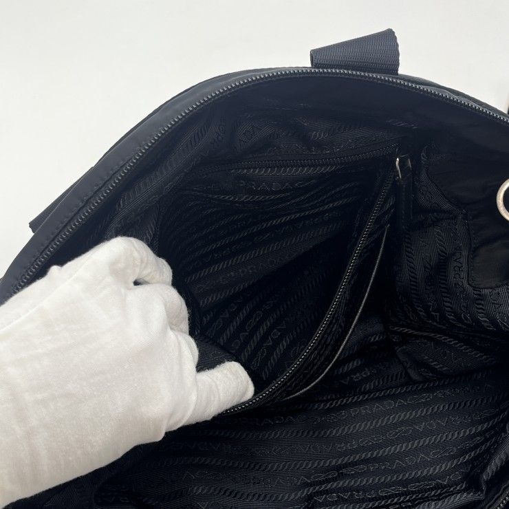 PRADA（プラダ） テスート ナイロン 2WAYトートバッグ ショルダーバッグ ブラック シルバー金具 レディース メンズ 【中古】
