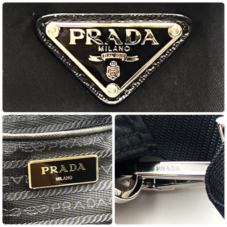 PRADA（プラダ） テスート ナイロン 2WAYトートバッグ ショルダーバッグ ブラック シルバー金具 レディース メンズ 【中古】