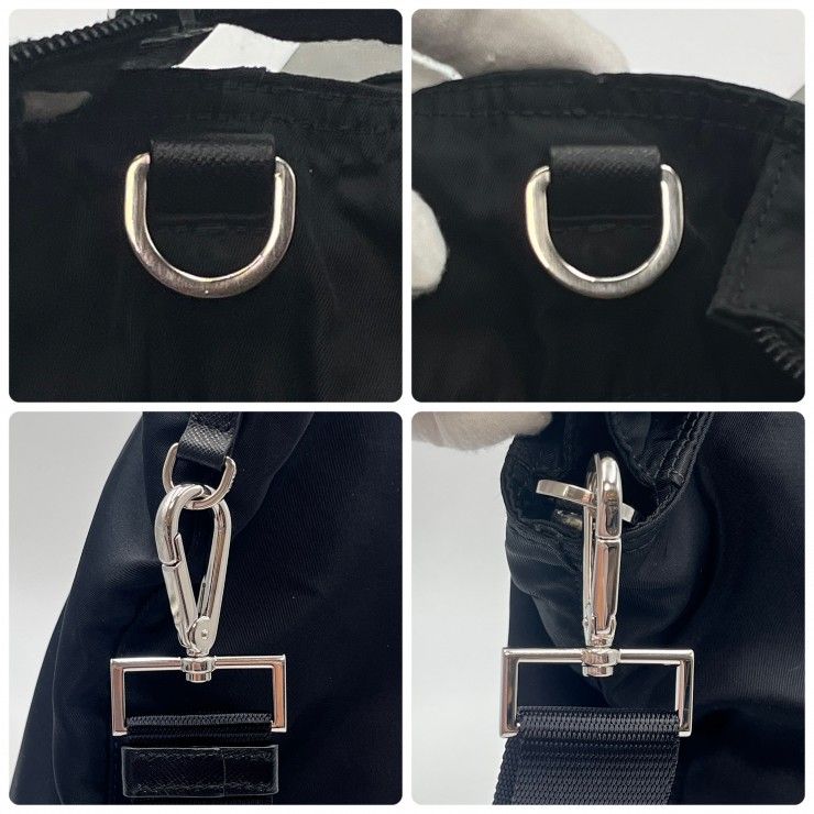 PRADA（プラダ） テスート ナイロン 2WAYトートバッグ ショルダーバッグ ブラック シルバー金具 レディース メンズ 【中古】
