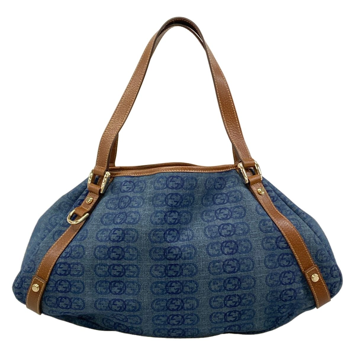 GUCCI(グッチ) トートバッグ美品 アビー 130736 ブルー×ダークブラウン インターロッキングG柄 レザー