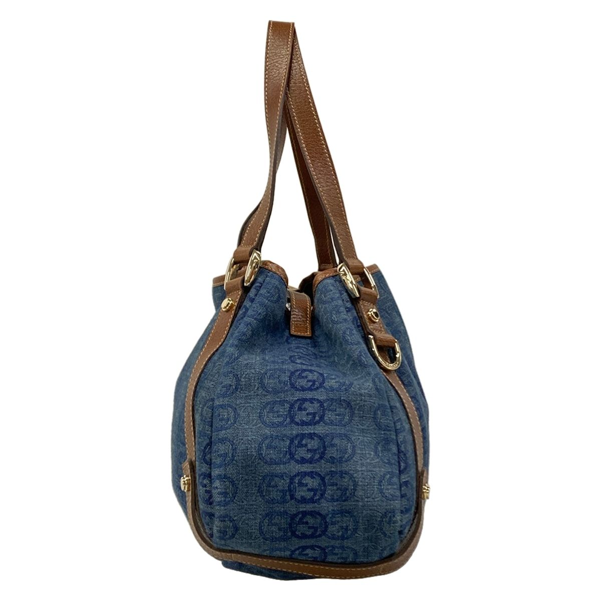 GUCCI(グッチ) トートバッグ美品 アビー 130736 ブルー×ダークブラウン インターロッキングG柄 レザー