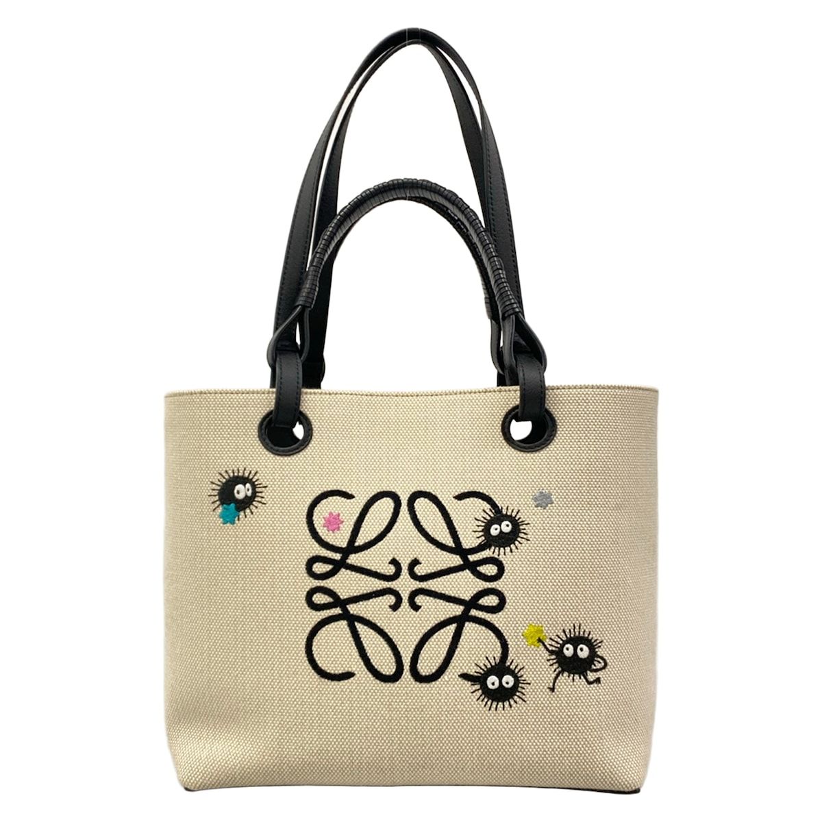 LOEWE(ロエベ) トートバッグ - A717S72X16 ベージュ×黒×マルチ スタジオジブリコラボ 千と千尋の神隠し/2way/刺繍 レザー