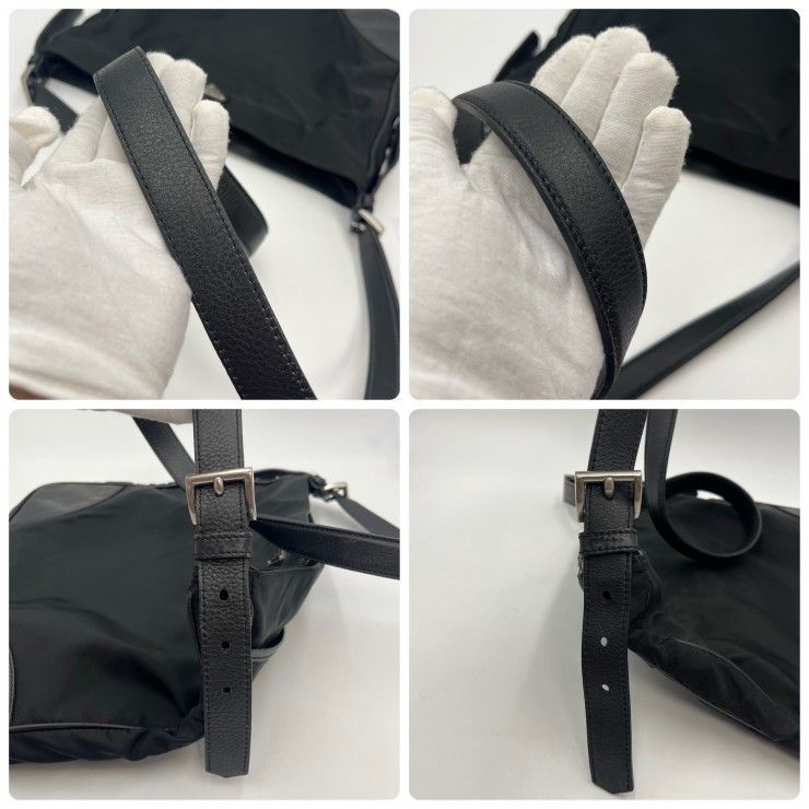 PRADA(プラダ)Tessuto ナイロン ショルダーバッグ ブラック レザー レディース メンズ ユニセックス イタリア製【中古】 PRADA(プラダ)Tessuto ナイロン ショルダーバッグ ブラック レザー レディース メンズ ユニセックス イタリア製【中古】