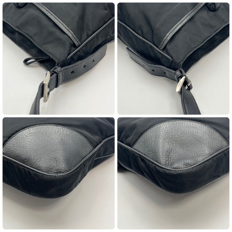 PRADA(プラダ)Tessuto ナイロン ショルダーバッグ ブラック レザー レディース メンズ ユニセックス イタリア製【中古】 PRADA(プラダ)Tessuto ナイロン ショルダーバッグ ブラック レザー レディース メンズ ユニセックス イタリア製【中古】