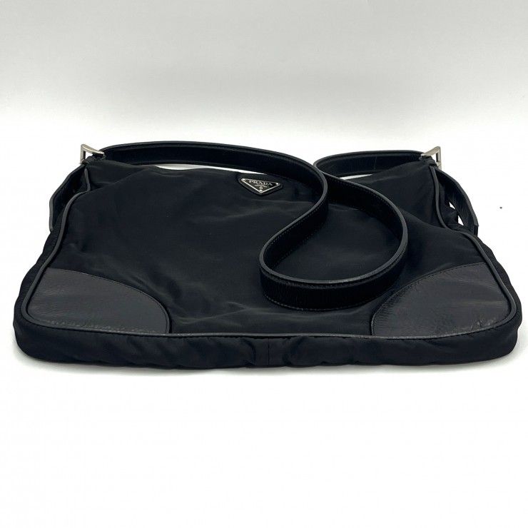 PRADA(プラダ)Tessuto ナイロン ショルダーバッグ ブラック レザー レディース メンズ ユニセックス イタリア製【中古】 PRADA(プラダ)Tessuto ナイロン ショルダーバッグ ブラック レザー レディース メンズ ユニセックス イタリア製【中古】