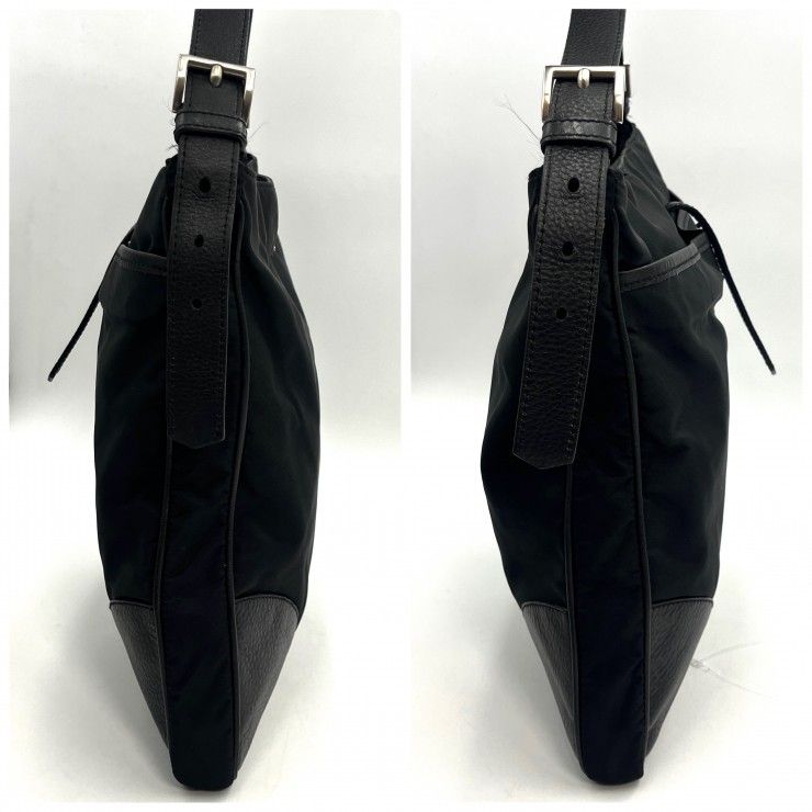 PRADA(プラダ)Tessuto ナイロン ショルダーバッグ ブラック レザー レディース メンズ ユニセックス イタリア製【中古】 PRADA(プラダ)Tessuto ナイロン ショルダーバッグ ブラック レザー レディース メンズ ユニセックス イタリア製【中古】